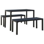 Zwarte Tuinset met Tafel & Bankjes | OP = OP | Retour, Verzenden, Nieuw, Tuinset, Overige materialen