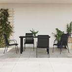 vidaXL 5-delige Tuinset textileen en staal zwart, Verzenden, Nieuw, Tuinset