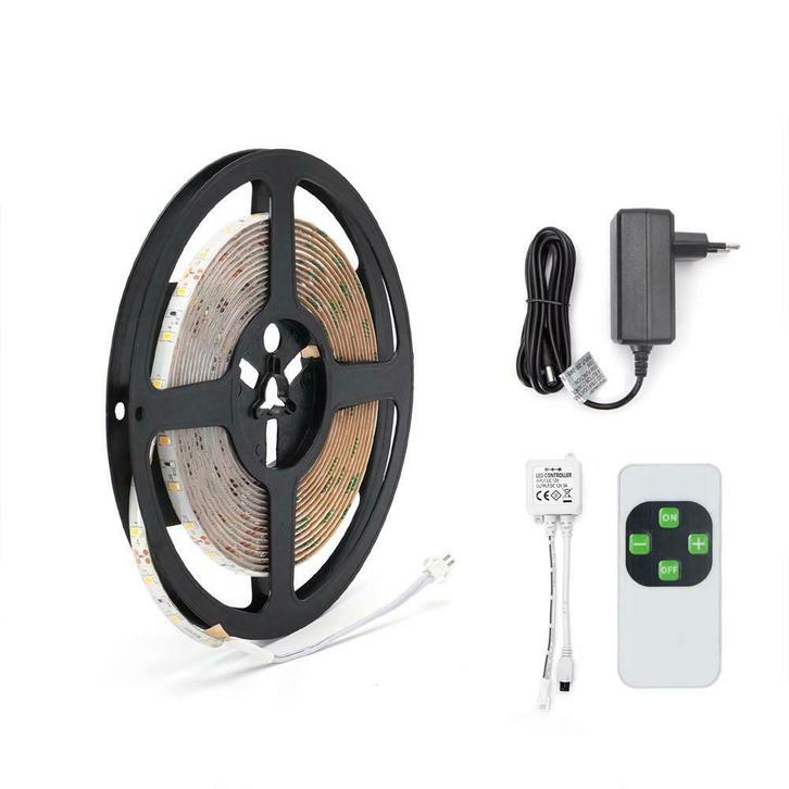LED Strip 5Mtr 5050/60 Inclusief afstandsbediening Warm Wit, Huis en Inrichting, Lampen | Losse lampen, Nieuw, Verzenden