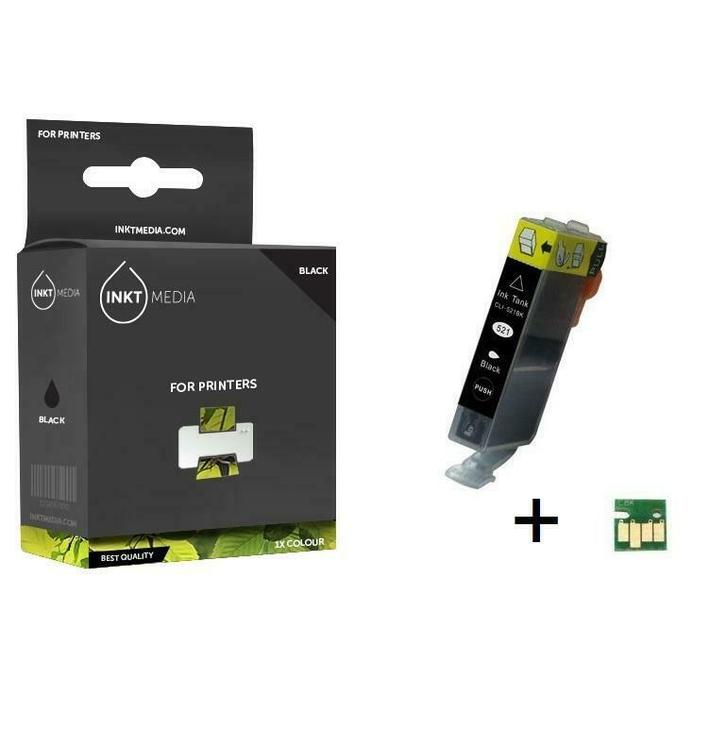 Canon CLI-521BK inktcartridge Zwart MET CHIP ( inktmedia hui, Computers en Software, Printers, Verzenden