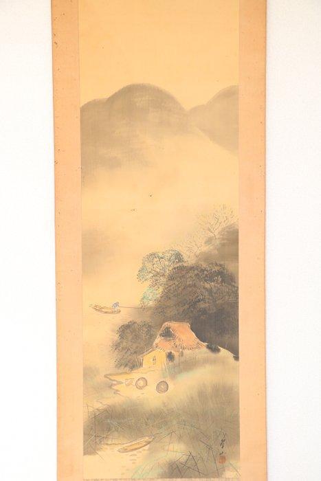 Een rustige rivierkant scène - Papier -   Unzan - Japan -, Antiek en Kunst, Antiek | Overige Antiek