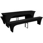 vidaXL Housses de table et bancs Extensibles 3 pcs Noir, Verzenden