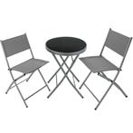 tectake Balkonset Düsseldorf 2+1 - grijs, Tuin en Terras, Verzenden, Nieuw