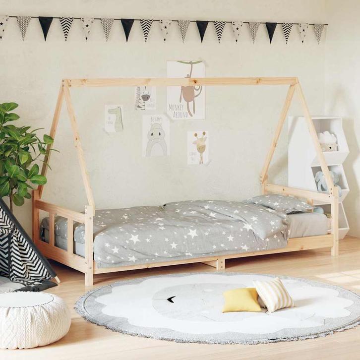 vidaXL Kinderbedframe 90x200 cm massief grenenhout, Kinderen en Baby's, Kinderkamer | Bedden, Nieuw, Verzenden