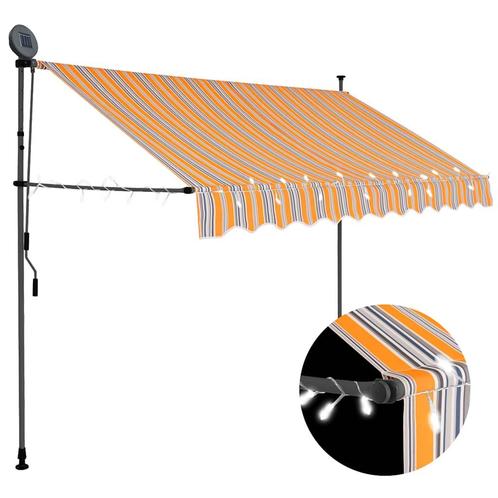vidaXL Luifel handmatig uitschuifbaar met LED 250 cm geel en, Tuin en Terras, Zonneschermen, Nieuw, Verzenden