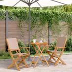 vidaXL 3-delige Bistroset stof en massief hout taupe, Tuin en Terras, Tuinsets en Loungesets, Verzenden, Nieuw