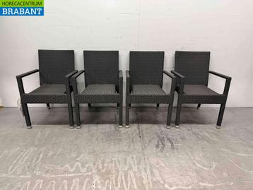 Chaises Bolero en polyrotan avec accoudoir anthracite (4, Verzenden