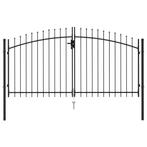 vidaXL Poort met puntige bovenkant dubbel 3x1,5 m staal zwar