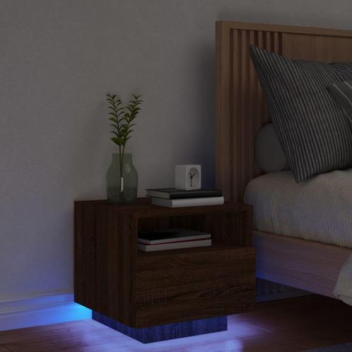 vidaXL Table de chevet avec lumières LED chêne marron, Maison & Meubles, Chambre à coucher | Tables de chevet, Neuf, Envoi
