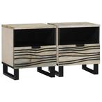 vidaXL Nachtkastje met lade 2 pcs Wit en zwart 40 x 33 x 46, Huis en Inrichting, Slaapkamer | Nachtkastjes, Verzenden, Nieuw