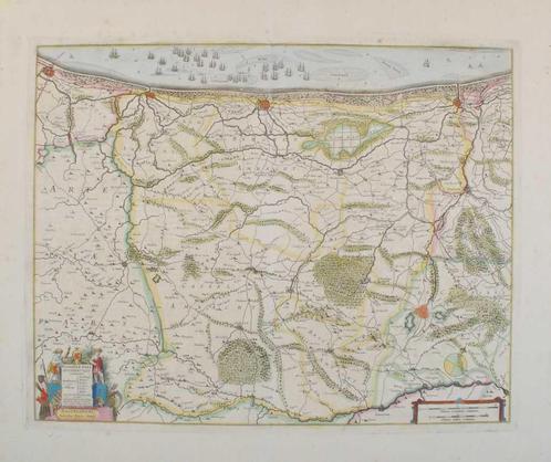 Kaart van West Flanders en Hauts-de-France, Antiquités & Art, Art | Eaux-fortes & Gravures