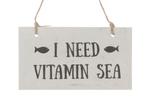 Houten label bordje Vitamin sea 18x10cm. houten bordje, Nieuw