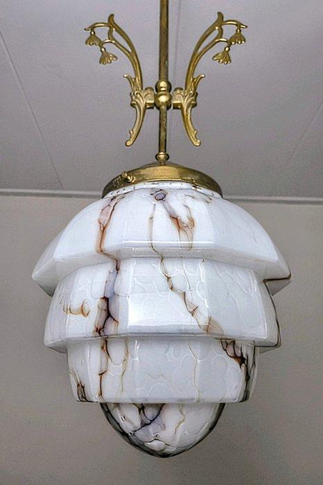 Herda - Plafondlamp - Kroonluchter in Opaline - Glas, Koper, Antiek en Kunst, Curiosa en Brocante