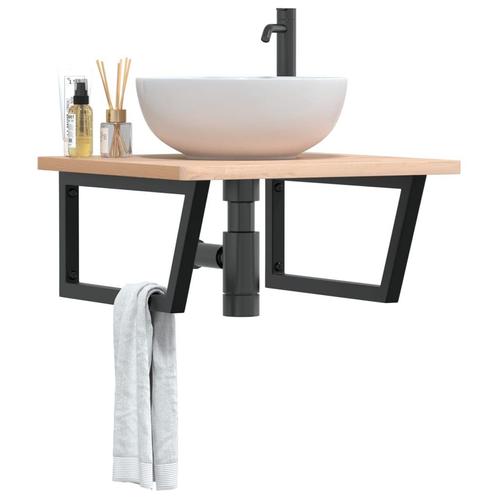 vidaXL Wandbeugels voor wasbak 2 st trapezium staal zwart, Doe-het-zelf en Bouw, Hang- en Sluitwerk, Nieuw, Verzenden