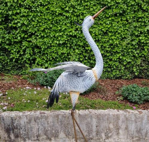 Figurine - An XL lifelike Heron - métal, Antiek en Kunst, Curiosa en Brocante