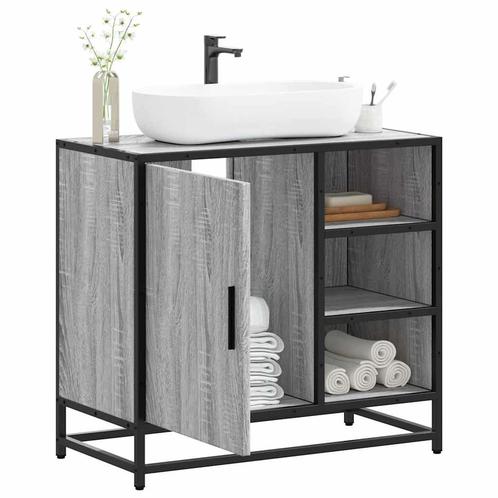 vidaXL Wastafelkast 65x33x60 cm bewerkt hout grijs sonoma, Huis en Inrichting, Badkamer | Badkamermeubels, Nieuw, Verzenden