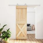 vidaXL Schuifdeur met beslag 70x210 cm massief grenenhout, Doe-het-zelf en Bouw, Deuren en Vliegenramen, Verzenden, Nieuw
