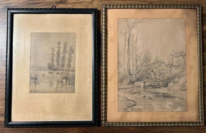 Adolf Lins (1856-1927) - Landschaftsstudien, Antiquités & Art, Art | Peinture | Classique