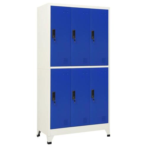 vidaXL Lockerkast 90x45x180 cm staal grijs en blauw, Huis en Inrichting, Kasten | Overige, Nieuw, Verzenden