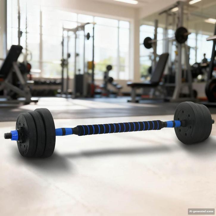 vidaXL 2-in-1 Dumbbell Barbell Set 30kg Zwart en Blauw, Sport en Fitness, Fitnessmaterialen, Nieuw, Verzenden