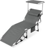 Ligbed - Ligstoel - Zonnebed - Opvouwbaar - Antraciet - Aufu, Verzenden, Nieuw