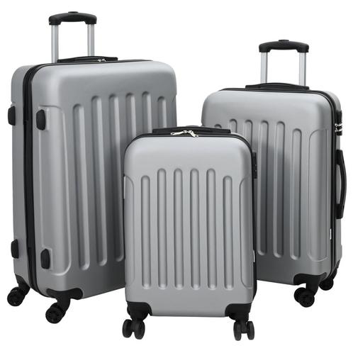 vidaXL Koffer Set 3 stuks Hard Shell Zilver 20 24 28, Handtassen en Accessoires, Koffers, Nieuw, Verzenden