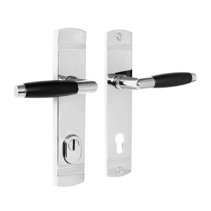 Retro buitendeurbeslag klink/klink PC92 in glanzend nikke..., Bricolage & Construction, Serrurerie de bâtiment & Dispositif de fermeture