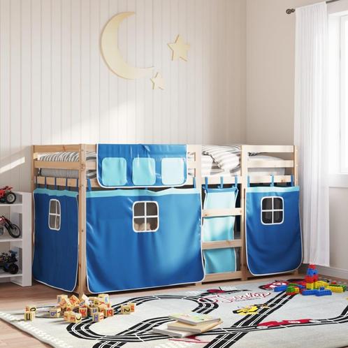 vidaXL Stapelbed met gordijnen 80x200 cm massief grenenhout, Huis en Inrichting, Slaapkamer | Bedden, Nieuw, Verzenden