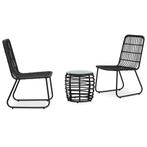 vidaXL 3-delige Bistroset poly rattan zwart, Tuin en Terras, Verzenden, Nieuw
