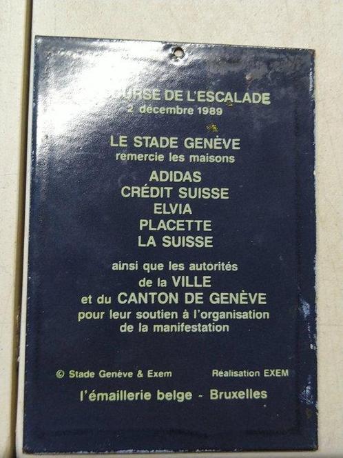 emaillerie Belge - Emaille plaat - Escalade 1989 - Emaille, Antiek en Kunst, Antiek | Wandborden en Tegels