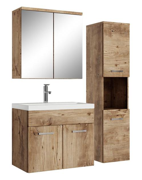 Badkamermeubel Set Montreal 60 cm Kastanje Eiken Badmeubel, Huis en Inrichting, Badkamer | Badkamermeubels, Nieuw, Verzenden