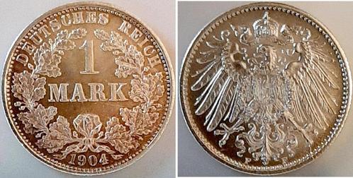 Duitsland 1 Mark 1904 F stempelglanz leicht goudene Patin..., Timbres & Monnaies, Monnaies | Europe | Monnaies non-euro, Envoi
