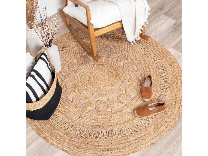 Fraai - Jute vloerkleed - Rond 150cm - Natuurlijk bruin, Huis en Inrichting, Woonaccessoires | Overige, Nieuw, Verzenden