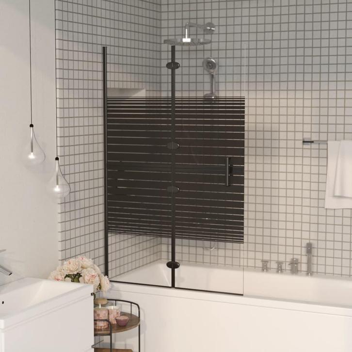 vidaXL Douchewand inklapbaar 80x140 cm zwart, Doe-het-zelf en Bouw, Sanitair, Nieuw, Verzenden