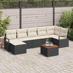 vidaXL Tuinbank Set met kussen 8 pcs Zwart Poly rattan, Tuin en Terras, Tuinsets en Loungesets, Verzenden, Nieuw