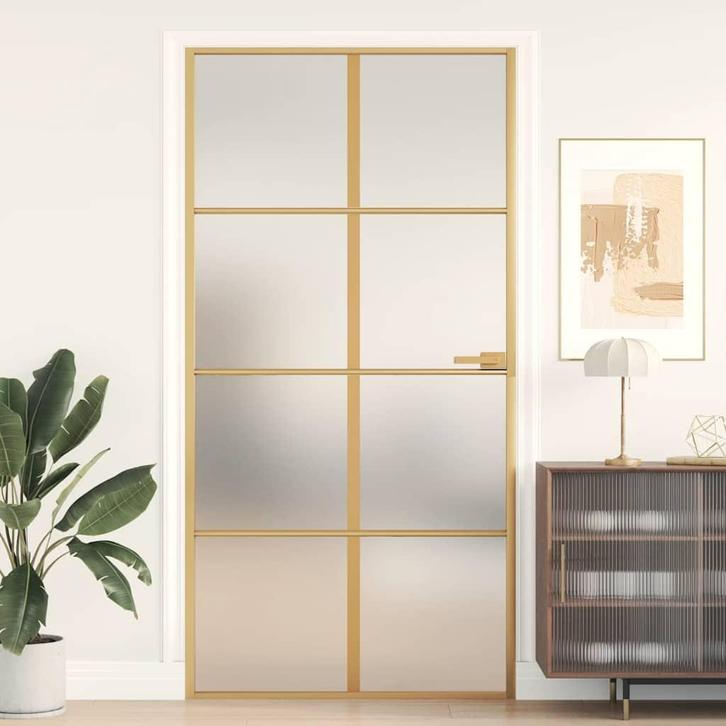 vidaXL Binnendeur smal 102,5x201,5 cm gehard glas en, Doe-het-zelf en Bouw, Deuren en Vliegenramen, Nieuw, Verzenden