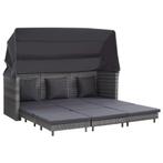 vidaXL Slaapbank met luifel 3-zits verlengbaar poly rattan, Tuin en Terras, Verzenden, Nieuw