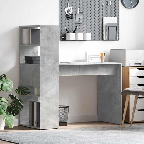 vidaXL Bureau met plank Betongrijs 113 x 54 x 120 cm Bewerkt, Huis en Inrichting, Bureaus, Nieuw, Verzenden