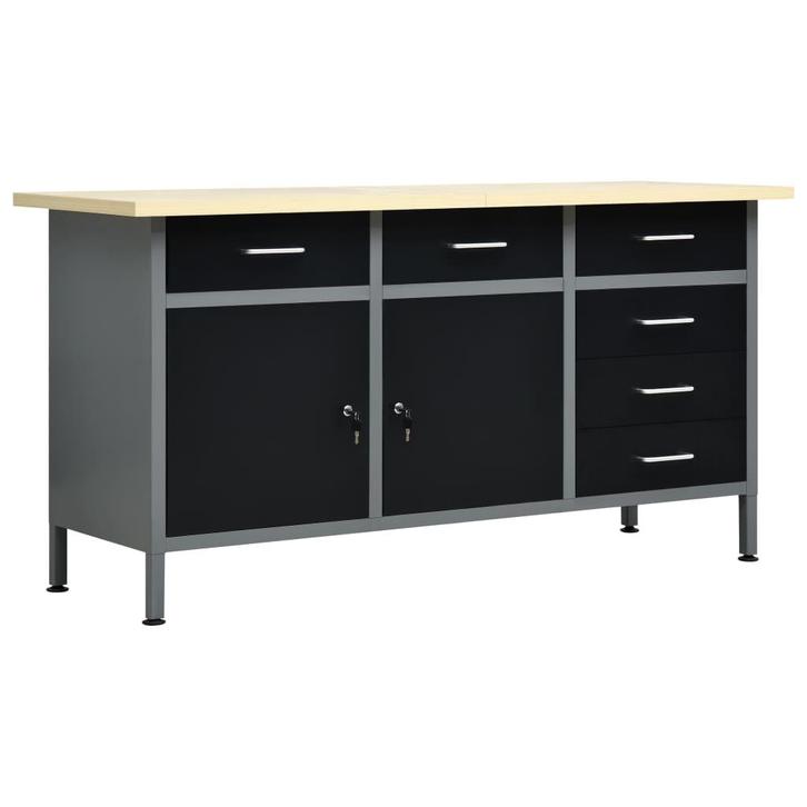 vidaXL Werkbank 160x60x85 cm staal zwart, Doe-het-zelf en Bouw, Werkbanken, Nieuw, Verzenden