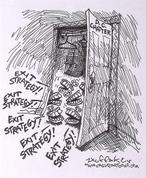 Pentekening Amerika - Uitgang strategie (lijst optie), Antiek en Kunst, Kunst | Tekeningen en Fotografie, Verzenden