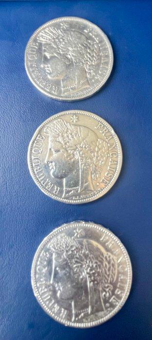 Frankrijk. 5 Francs 1849/1870 Cérès (lot de 3 monnaies en, Postzegels en Munten, Munten | Europa | Niet-Euromunten