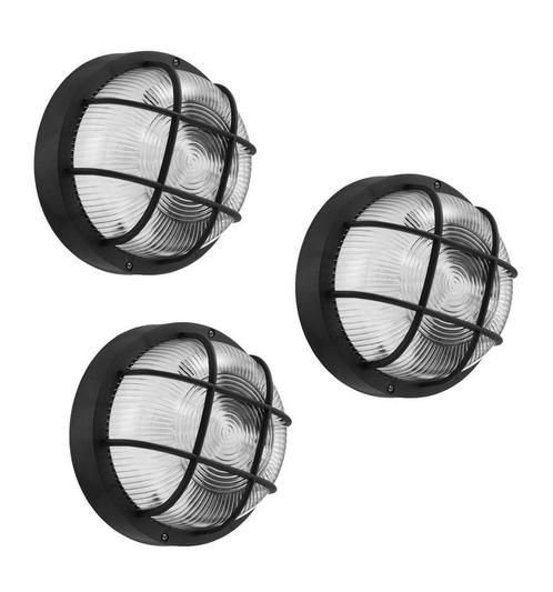 Set van 3 ronde bullseye (bulleye) buitenlampen, zwart E27, Doe-het-zelf en Bouw, Gereedschap | Overige machines, Nieuw, Verzenden