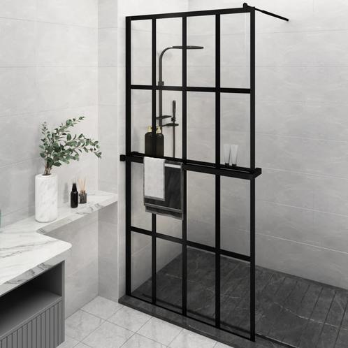 vidaXL Paroi de douche avec étagère Noir 118x190cm Verre, Doe-het-zelf en Bouw, Sanitair, Verzenden