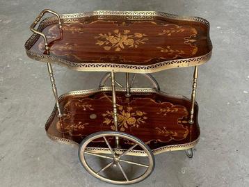 Manifattura Italiana - Chariot de service - Bois, Laiton -, Antiquités & Art, Curiosités & Brocante