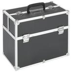 vidaXL Make-up koffer 38x23x34 cm aluminium zwart, Handtassen en Accessoires, Toilettassen, Nieuw, Verzenden