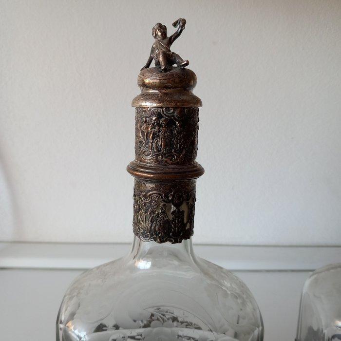 Storck & Sinsheimer, Hanau (1874-1926) - Fles (2) - Kristal,, Antiek en Kunst, Antiek | Zilver en Goud