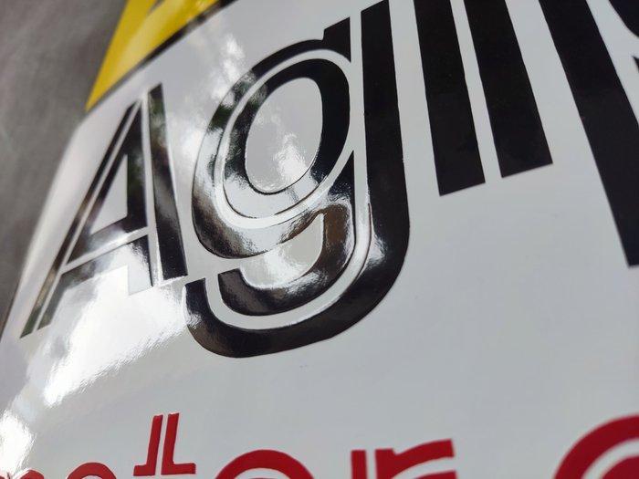 Emaille bord - Agip - motorolie Agip tankstation emaille, Antiek en Kunst, Antiek | Wandborden en Tegels