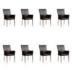 Set van 8 Leren eetkamerstoelen Daily met armleuning -, Ophalen of Verzenden, Nieuw, Leer, Eén