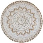 vidaXL Tapijt met print rond 90 cm gevlochten jute, Huis en Inrichting, Stoffering | Tapijten en Vloerkleden, Verzenden, Nieuw
