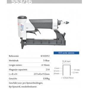 Kitpro basso s53/16 tacker nietpistool op perslucht voor s53, Bricolage & Construction, Outillage | Autres Machines